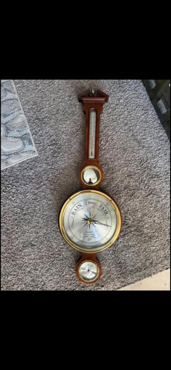 VINTAGE HOWARD MILLER LARGE WOOD BAROMETER