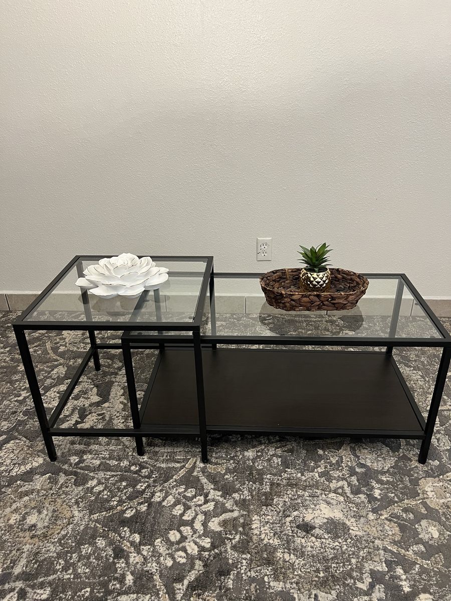 Modern Glass Table Set - 4 Matching Pieces