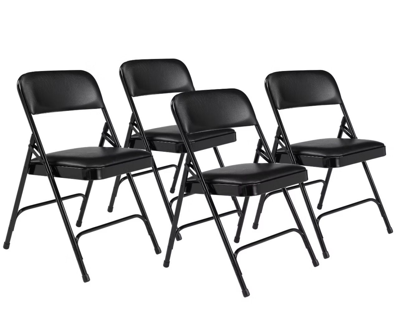 Set of 4 Premium Vinyl Padded Folding Chairs Black