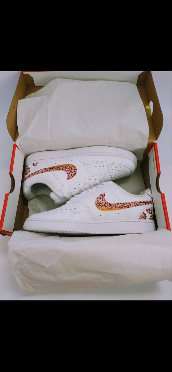 *CUSTOM PAINTED* Nike Court Vision Low  Donut Themed Sneakers - WMS 7