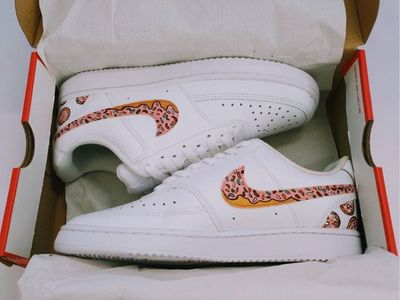 *CUSTOM PAINTED* Nike Court Vision Low Donut Themed Sneakers - WMS 7