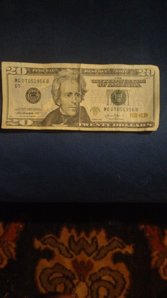 July 5th,1956 Birthday note. Series 2013 Twenty Dollar Bill US Federal Reserve Note