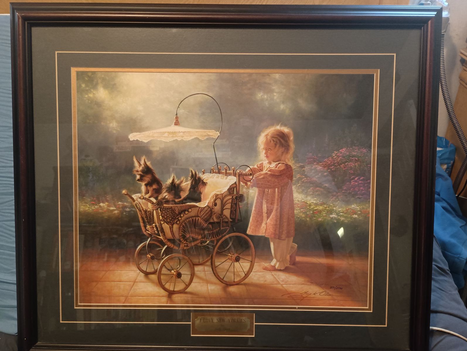 Framed Greg Olsen Print "I Love New Yorkies"