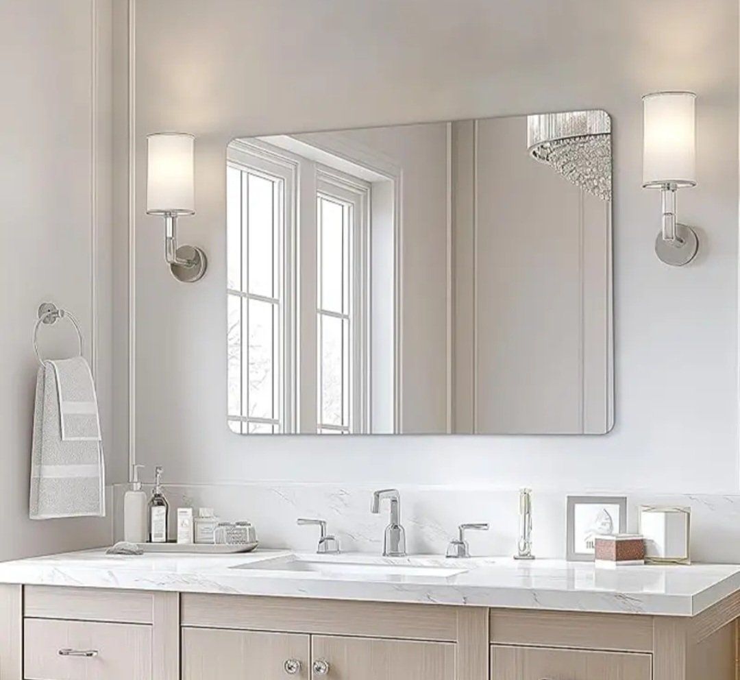 40x30 Inch Large Frameless Bathroom Mirror, Rectan