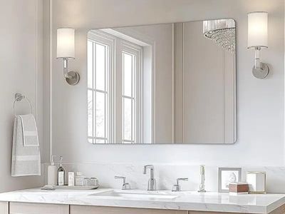 40x30 Inch Large Frameless Bathroom Mirror, Rectan