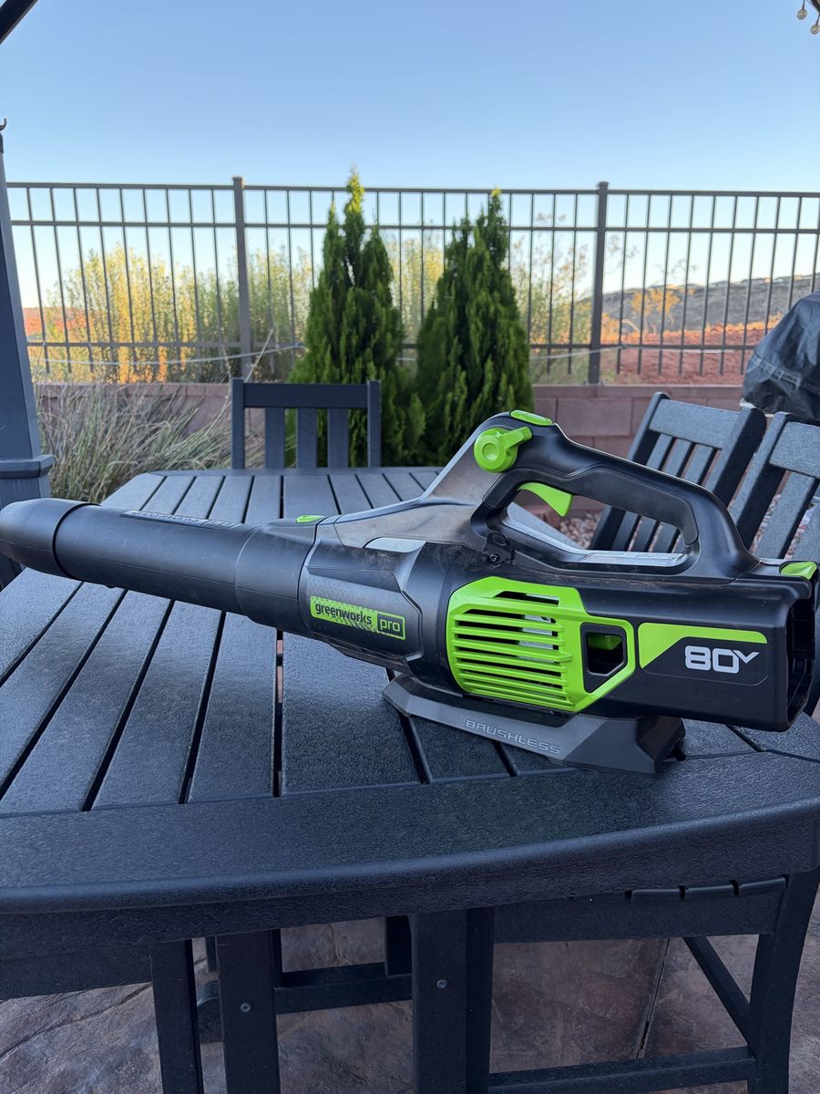 Greenworks Pro 80V Brushless Cordless Leaf Blower, Charger included, Battery is dead. Fully functional needs battery.