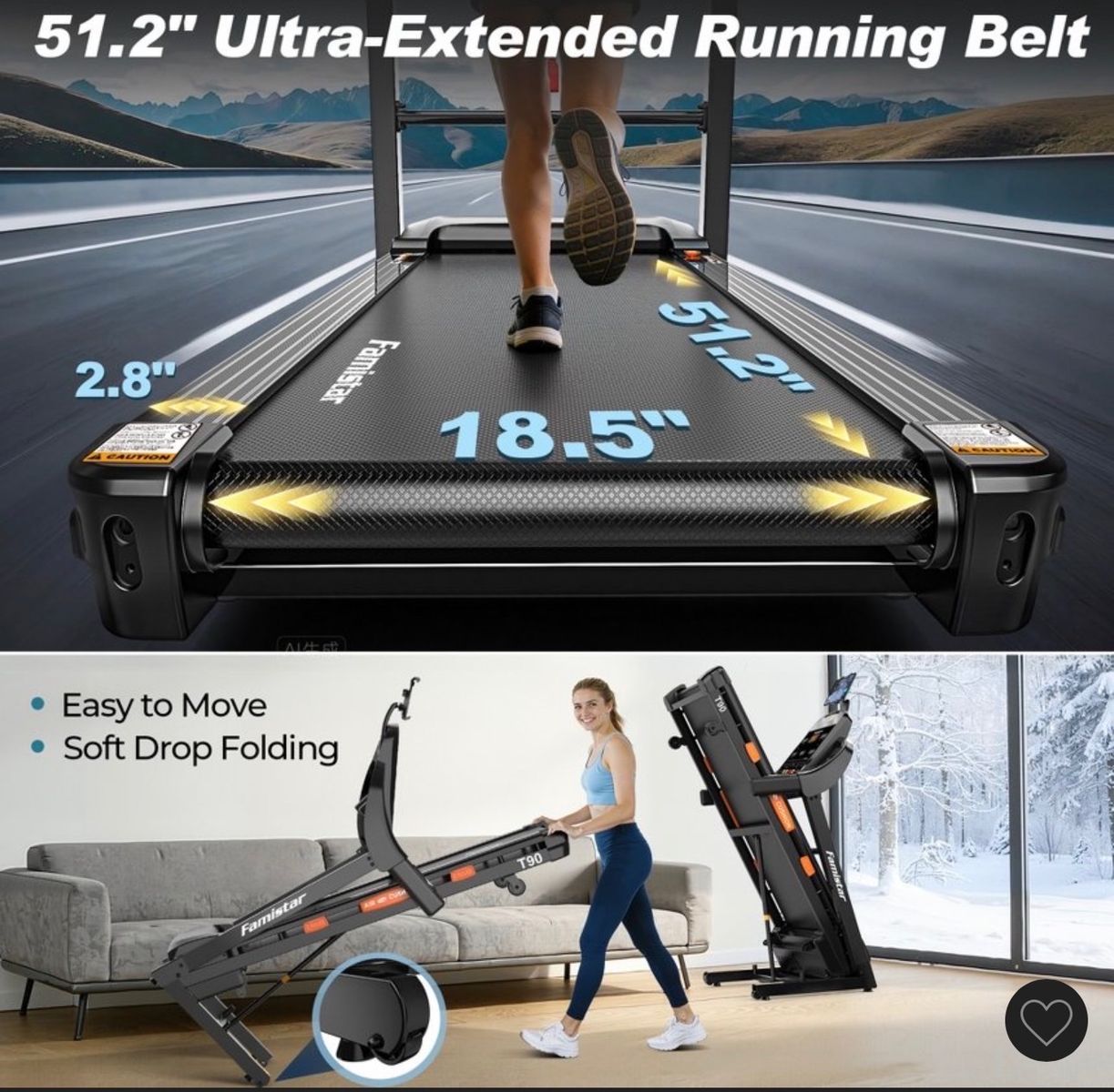 Brand new famistar T90 folding treadmill