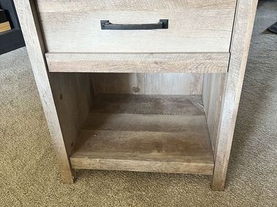Wooden Nightstand with Drawer and Shelf - Light Oak Finish