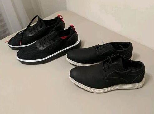 men's black business casual shoes (size 9.5) two pairs