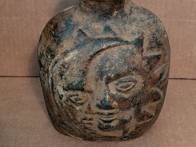 Sun and Moon Face Vase Pottery Clay Art