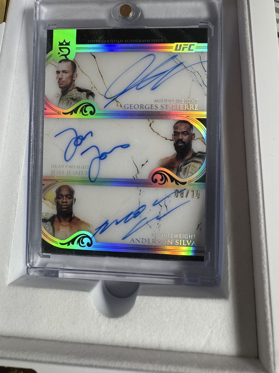 2025 Topps Royalty UFC GSP / Jon Jones / Anderson Silva Triple Auto /10 