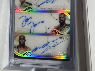 2025 Topps Royalty UFC GSP / Jon Jones / Anderson Silva Triple Auto /10