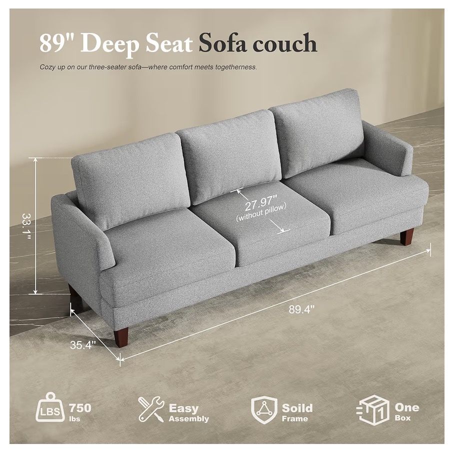 BRAND NEW - gray-blue couch 89”