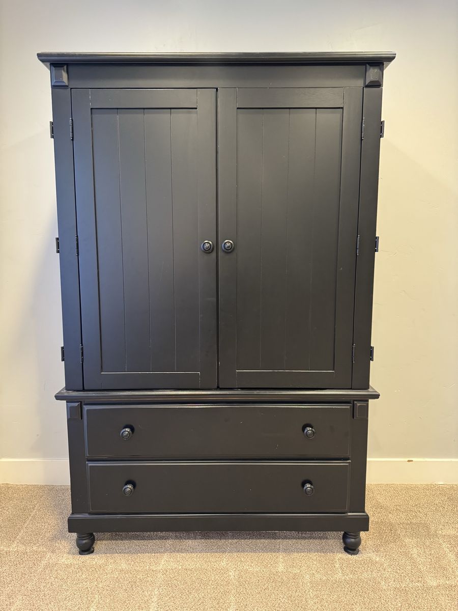 Black Wood Storage Cabinet / Armoire with Drawers