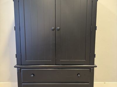 Black Wood Storage Cabinet / Armoire with Drawers