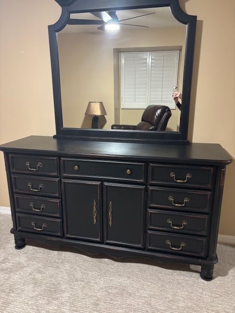 Dresser and Mirror Black/ Armoire