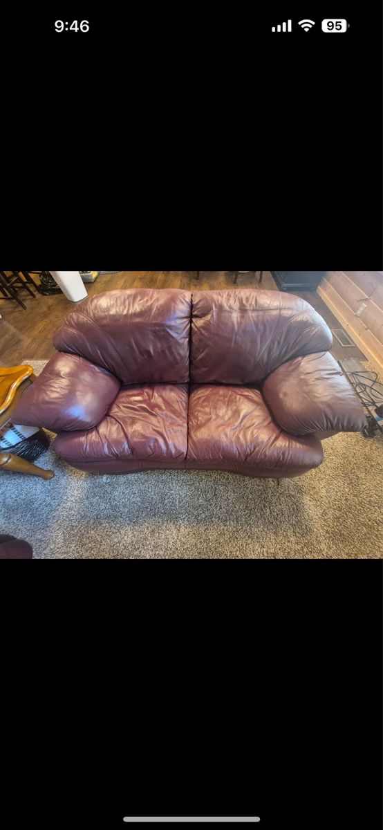 Set Of Burgandy Learher Couches