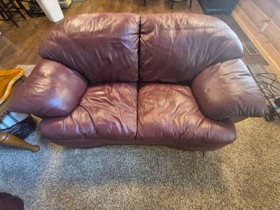 Set Of Burgandy Learher Couches