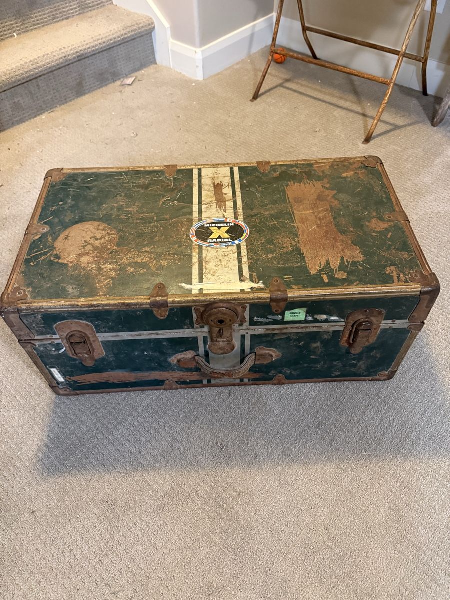 Vintage Green Steamer Trunk