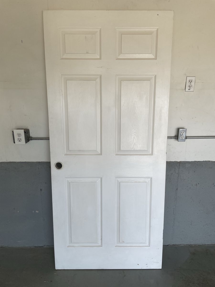 White Six-Panel Interior Door - 36 inches wide (Left handed)