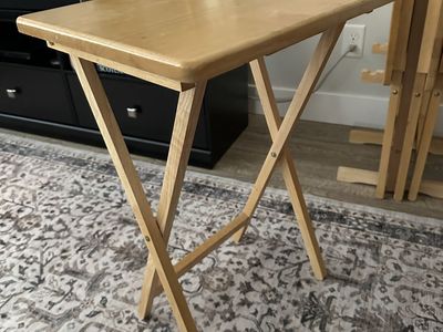 Folding Wooden TV Tray Tables with Matching Storage Stand - Set of 4