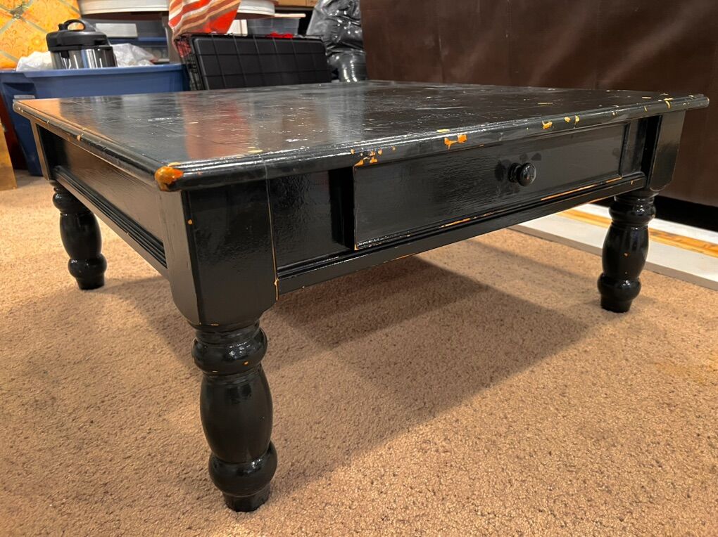 Coffee Table - 36 Distressed Black Wood