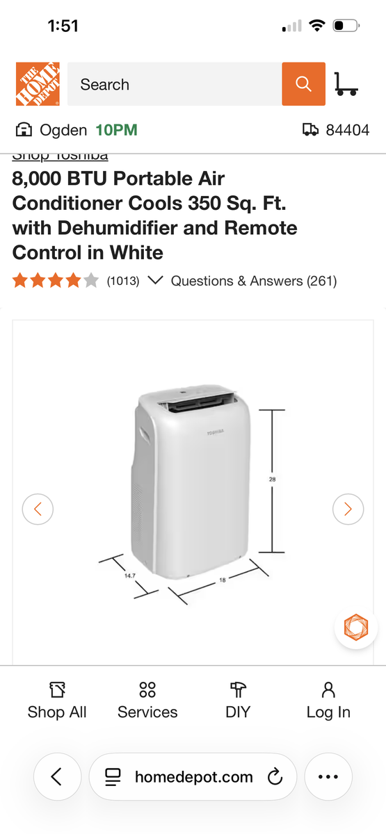 Toshiba portable air conditioner
