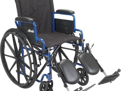 Drive Medical Blue Wheelchair with Elevating Leg Rests 18" Seat New in Box