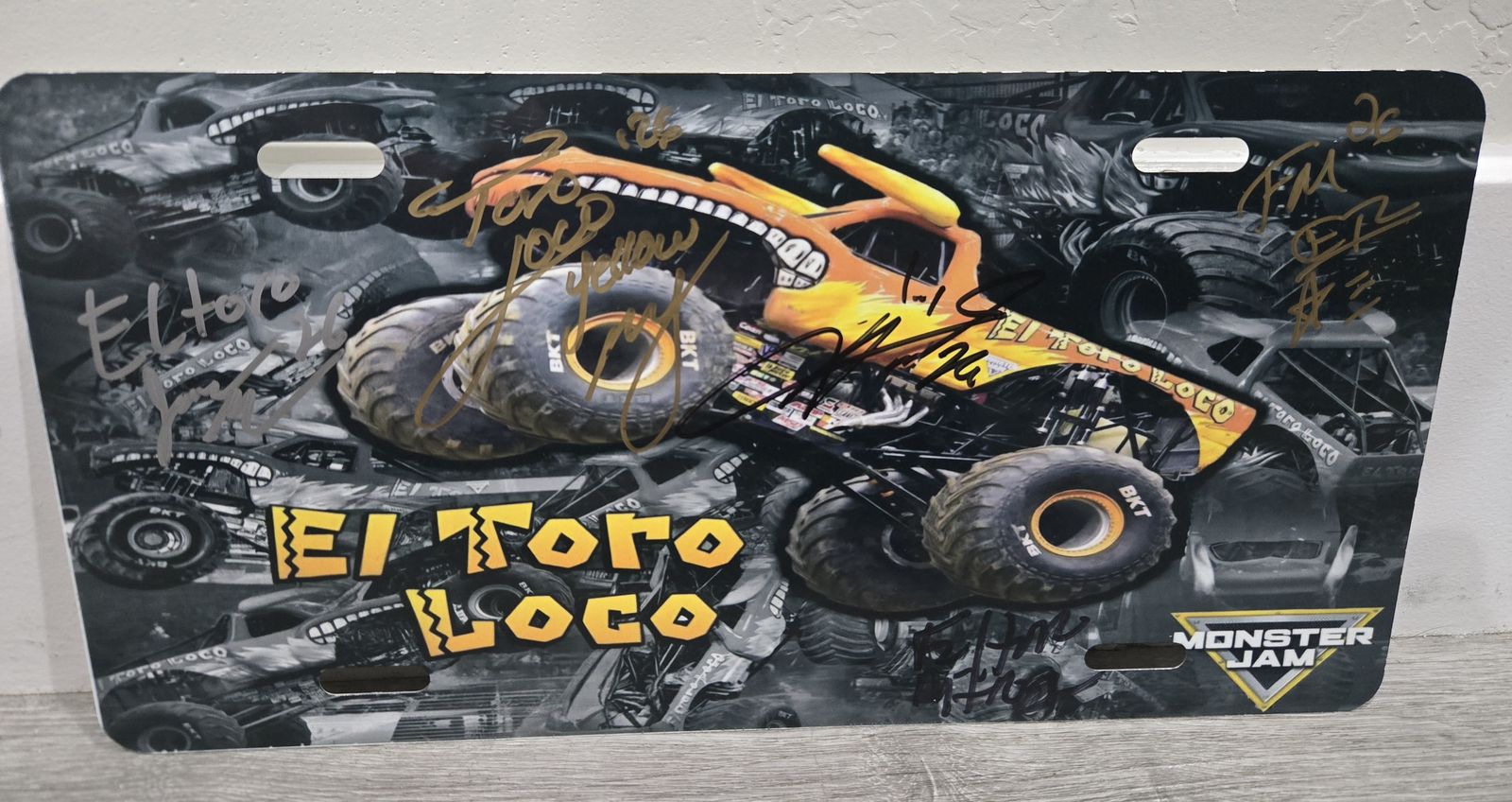 Monster Jam El Toro Loco Autographed Collectible License Plate/Sign