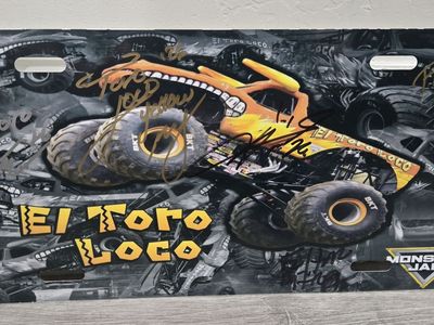 Monster Jam El Toro Loco Autographed Collectible License Plate/Sign