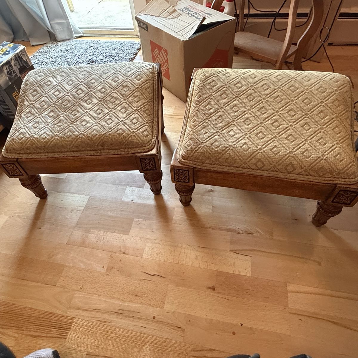 Pair of Vintage Louis XV Style Ottoman Footstool