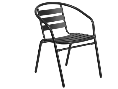 Brand New set of 2, Aluminum Slat Back Stacking Outdoor Restaurant Chair, Black