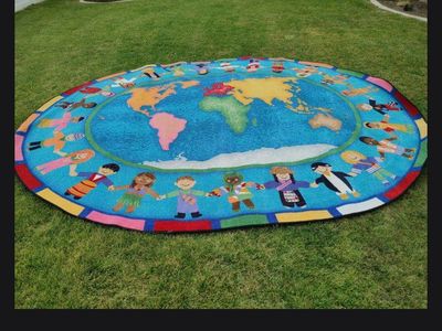 Large Oval Children's World Map Educational Area Rug