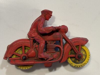 1950’s antique rubber Auburn toy motorcycles. Awesome decorations Vintage