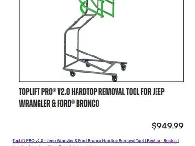 Hard Top Removal/Stand Bronco or Jeep