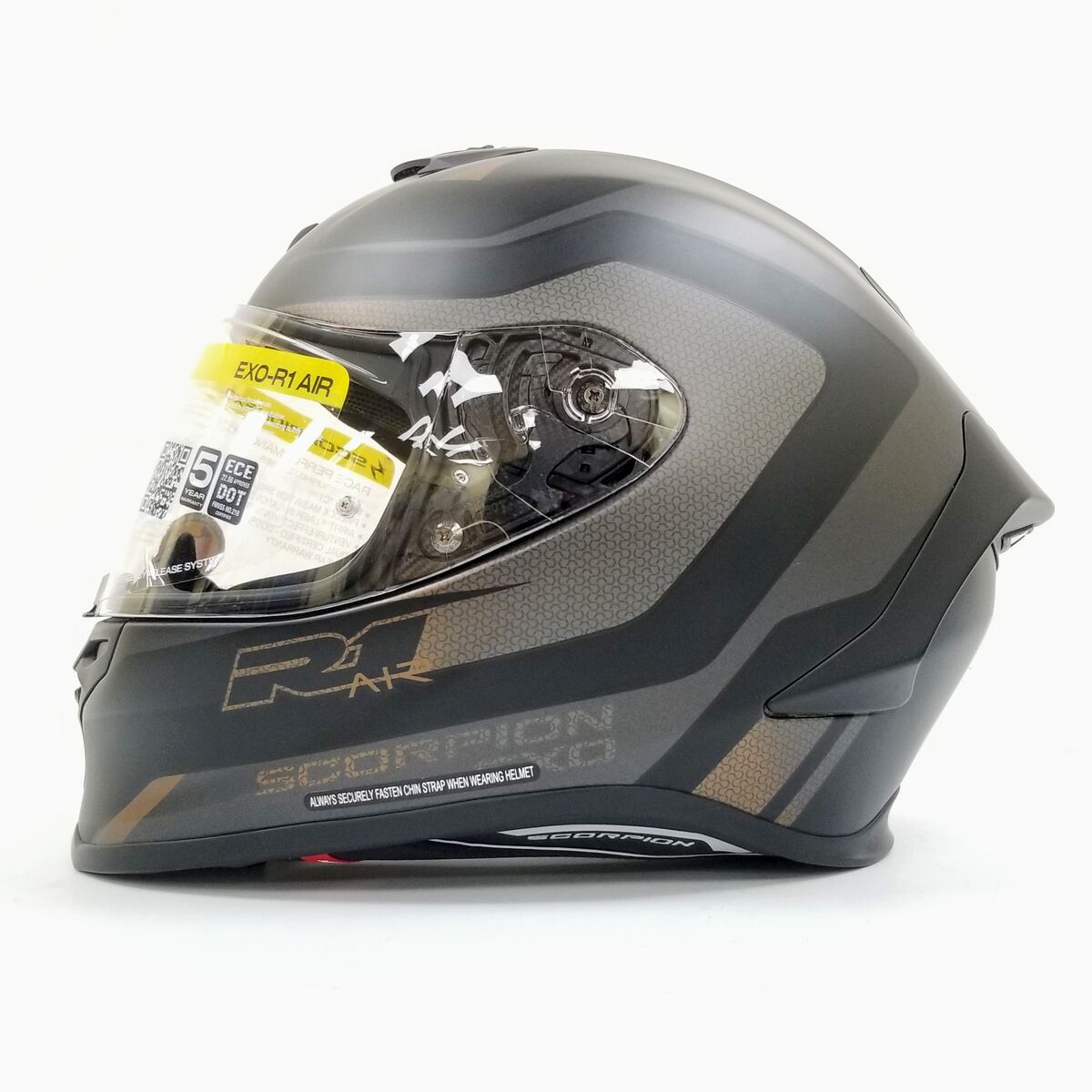 Scorpion EXO-R1 Air Full Face Helmet Hive (Gold/Black, Large) (75-2348L-L-R8-S3)