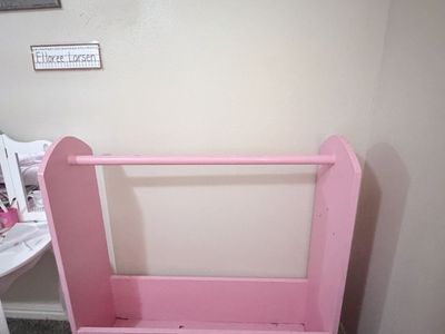 Pink Wooden Kids' Dress-Up Rack with Storage - Play Clothes Organizer