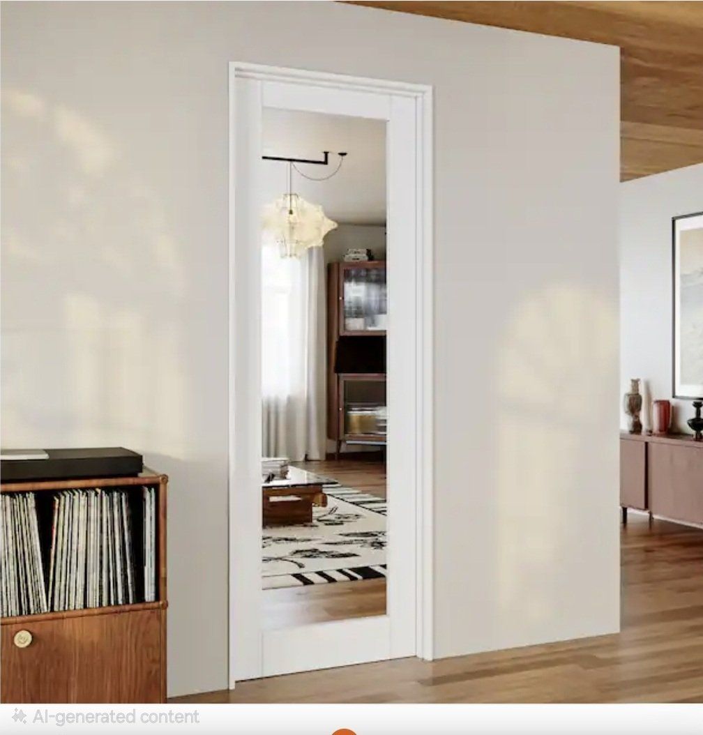 2 available 30 in. x 80 in. 1-Lite Mirrored Glass White Solid Core Manufacture Wood White Primed Wood Interior Door Slab