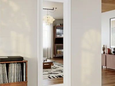 2 available 30 in. x 80 in. 1-Lite Mirrored Glass White Solid Core Manufacture Wood White Primed Wood Interior Door Slab
