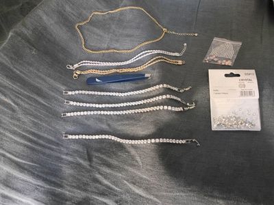 Variety of Jewelry Items & Craft Supplies - Pendants, Earrings, Bracelets, Chains, and Crystals