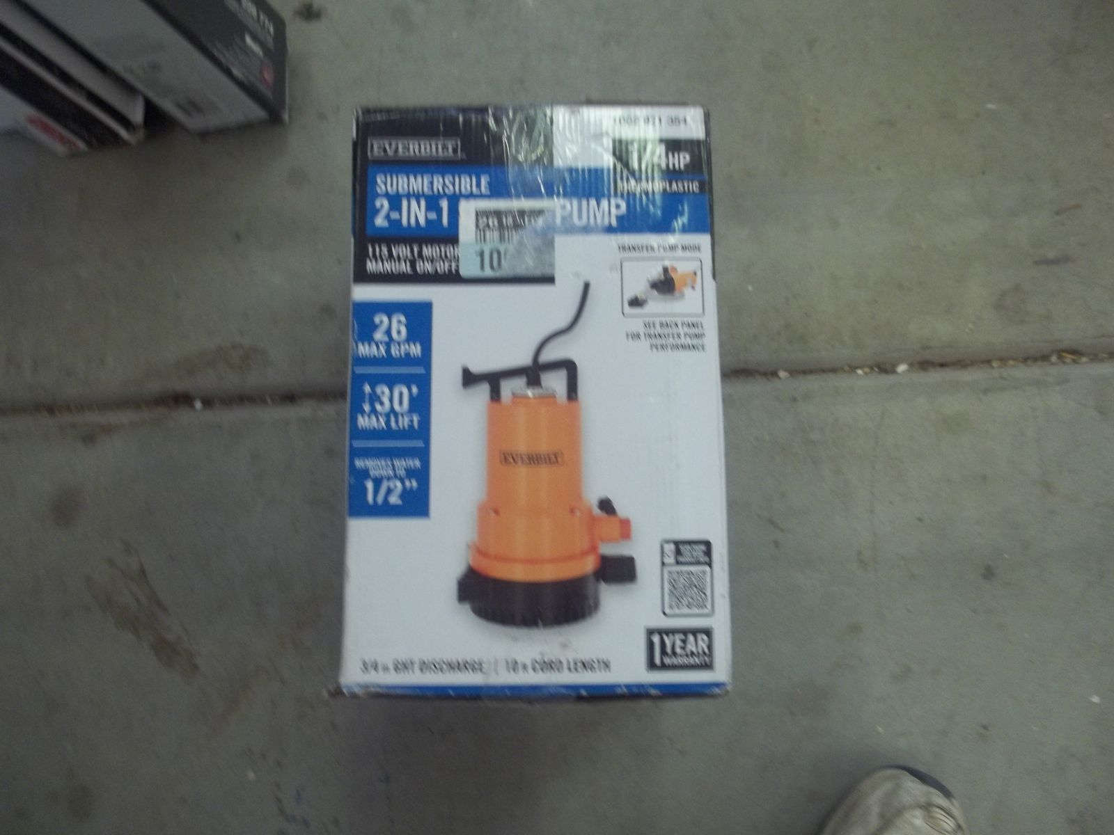 Everbilt 2 in 1 Submersible Sump Pump 1/4 hp