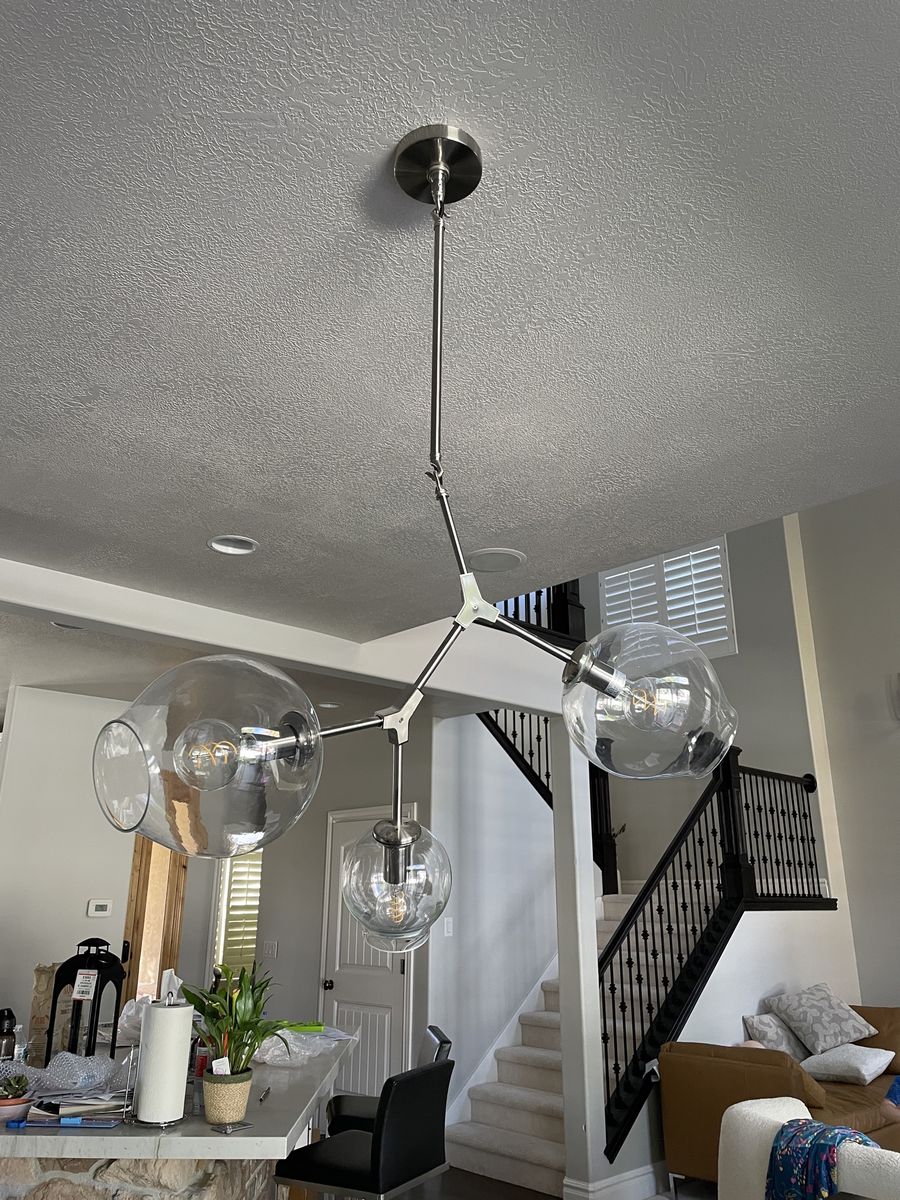 Modern 3-Light Chandelier w Glass Globes