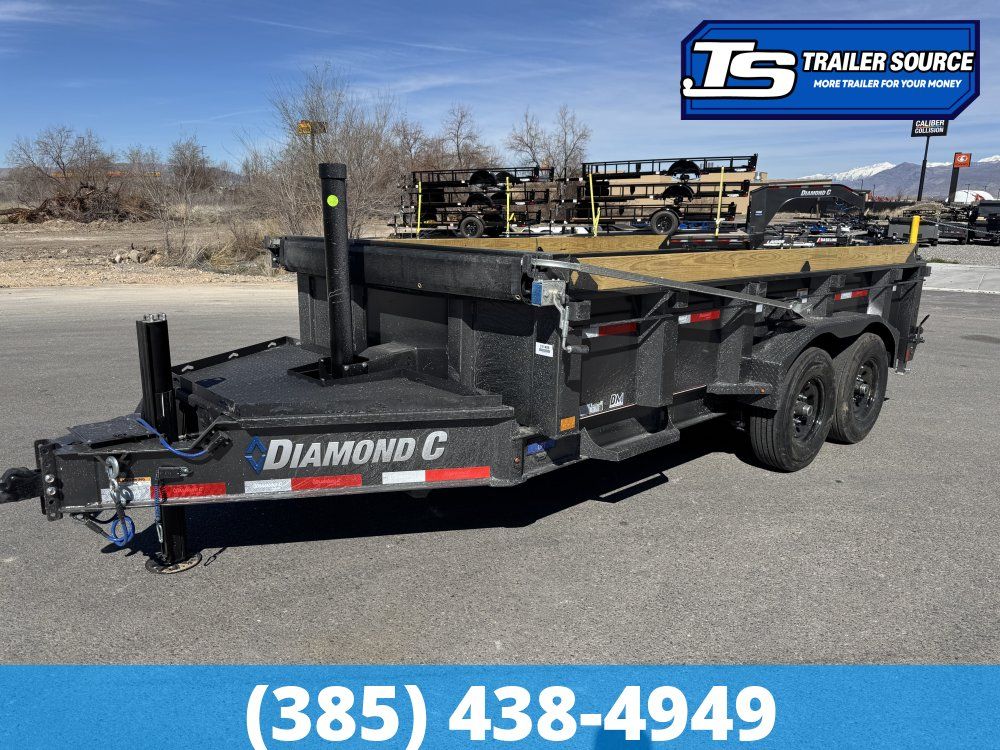 7x14 Diamond C LPT 207 Dump Trailer - 24" Sides - 15.5K GVWR - 14 Ply Tires, Long Arm Tarp