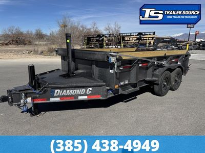 7x14 Diamond C LPT 207 Dump Trailer - 24" Sides - 15.5K GVWR - 14 Ply Tires, Long Arm Tarp