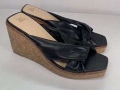 Time & Tru Black Cork Wedge Sandals – New
