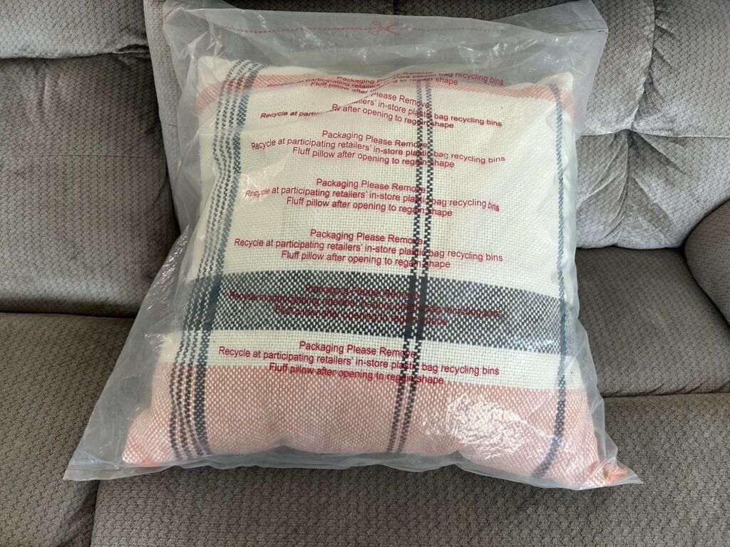 Hearth & Hand with Magnolia 24 Orange & Navy Plaid Square Throw Pillow