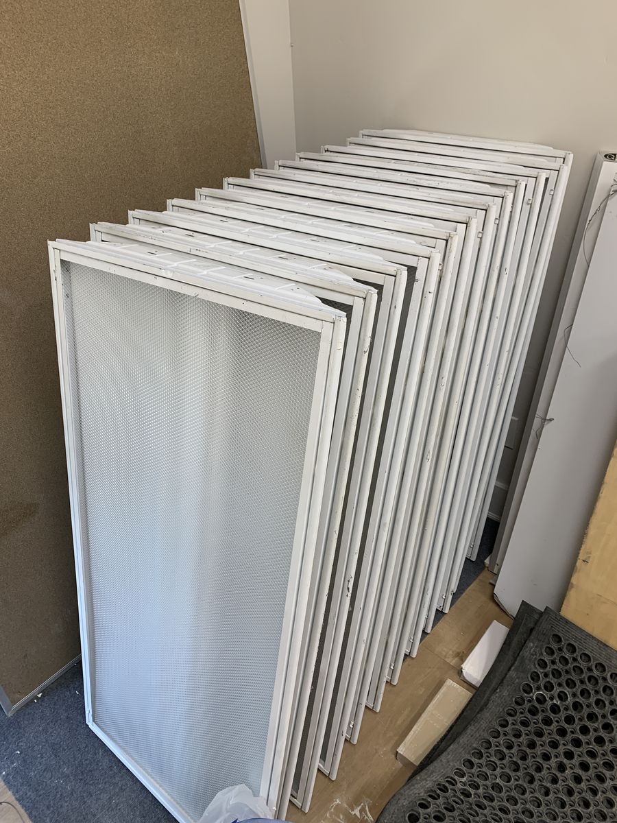 26 qty 2'x4' Troffer Grid Ceiling Light Fixtures LED Bulb Panels Bypass converted (no ballasts)