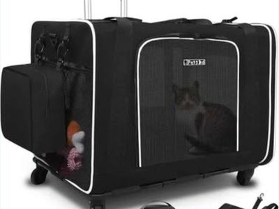 Petskd X-Large Cat Carrier with Litter Box & Wheels