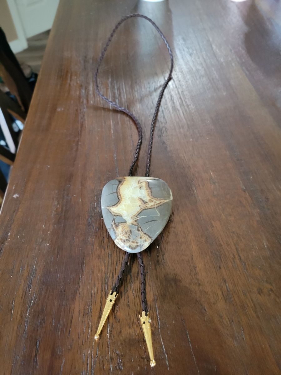 Large Septarian Bolo Tie Natural Stone