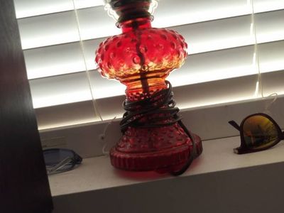 AUTHENTIC FENTON CRANBERRY HOBNAIL GLASS LAMP – COLLECTOR ESTATE PIECE